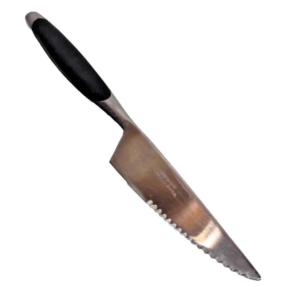 Vintage Brandware Stainless Steel Serrated Steak Knife Japan Black Handle